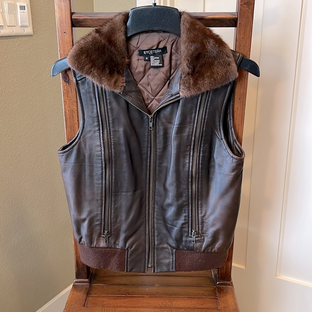 Mink and leather vest